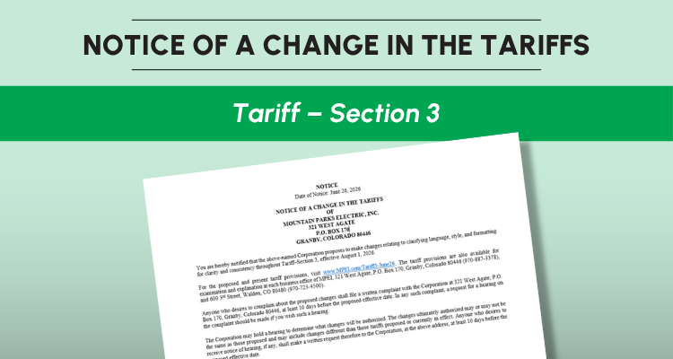 Notice of Tariff Change - Section 3